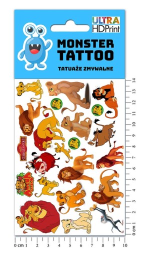 UMÝVAJÚCE DOČASNÉ TETOVANIE PRE DETI LEV KRÁĽ, ORIGINÁLNE DIZAJNY
