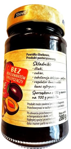 SLIVKOVÝ DŽEM 280 g POĽSKÝ Stovit !Bez konzervantov!
