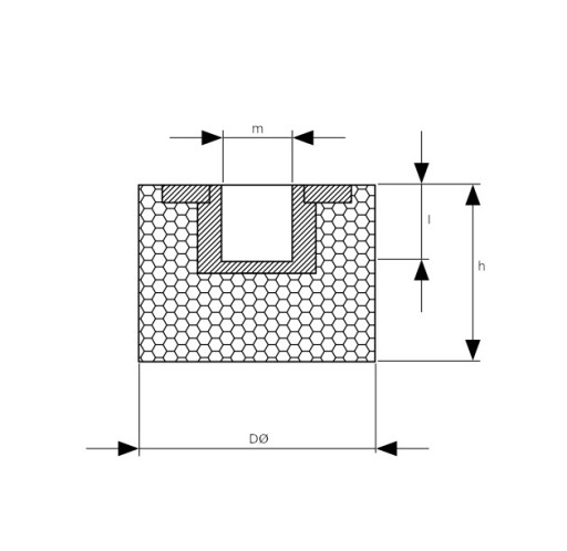 Gumová pätka, vibroizolátor typ E 40x40 M8x8