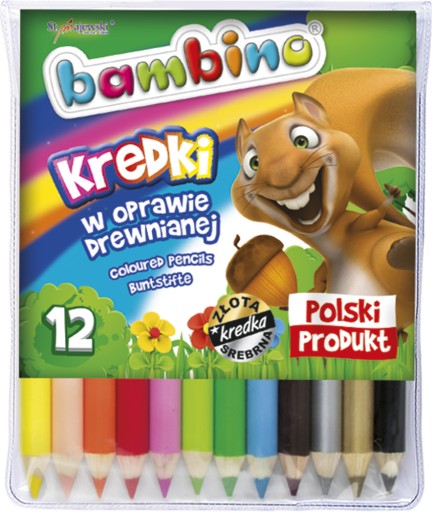 Bambino pastelky, hrubé ceruzky, 12 kusov, mix farieb, drevené pastelky v kufríku