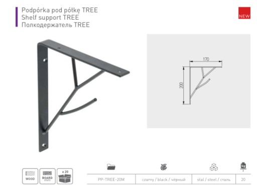 Podpera police Black Tree GTV