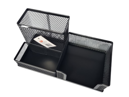 Stolný box, kovový kancelársky organizér Net 3A, čierny + zdarma