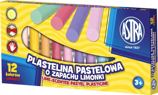 Plastelína Astra Pastel, vôňa limetka, 12 farieb