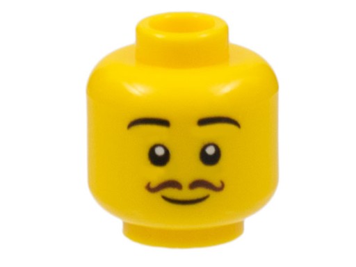 Lego New Head Yellow Head Curly Moustache 3626cpb3075