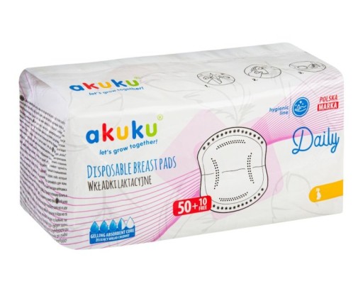 Akuku Daily gélové absorpčné prsné vložky 60 ks.