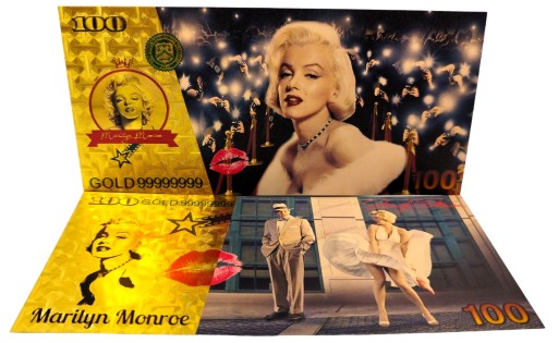 MARYLIN MONROE Pozlátená zberateľská bankovka