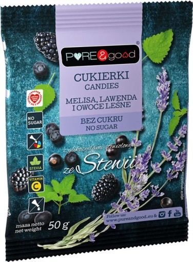 CUKRÍKY S MELISSOU, LEVANDUĽOU A LESNÝM OVOCIAM SO STÉVIOU BEZ CUKRU 50 g