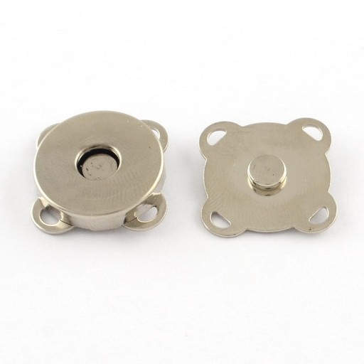 Magnetická spona na kabelku alebo peňaženku, železo, 15x15x6,5mm, 4ks