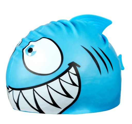 Detská silikónová plavecká čiapka do bazéna Aqua-Sport Junior Shark Blue