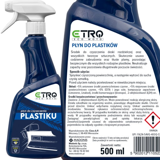 Čistiaci prostriedok na plasty 500 ml - ETRO