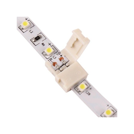 Montážny konektor spájajúci dva 8 mm LED pásiky