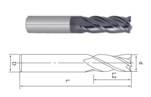 KARBIDOVÁ FRÉZA R450 VHM Z4 fi 1,5x4,5x4Dx50 45HRC