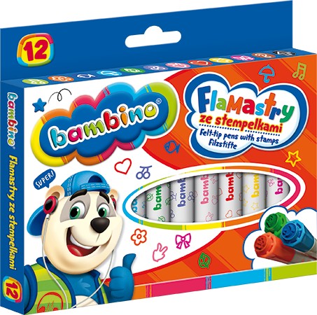 Fixky s pečiatkami 12 farieb Bambino fixky