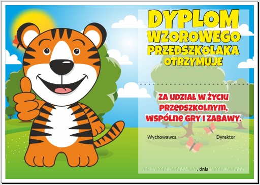 Diplom: Vzorný predškolák (tiger)
