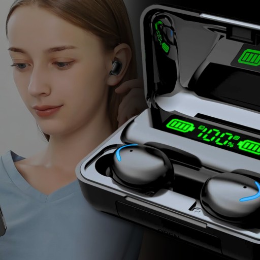 BLUETOOTH 5.1 BEZDRÔTOVÉ SLÚCHADLÁ POWERBANK ŠPORTOVÝ MIKROfón do uší