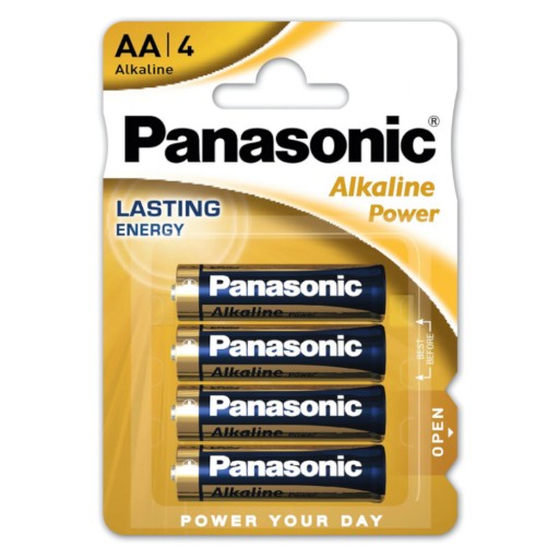 4x blister s alkalickou batériou AA LR6 PANASONIC