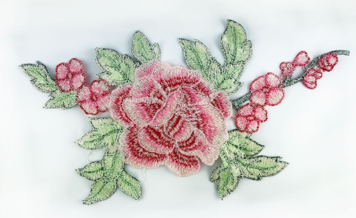 Nášivka ružová vyšívacia aplikácia FLOWER - 13cm