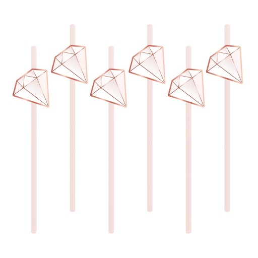 ROSE GOLD papierové slamky hen party 6 ks
