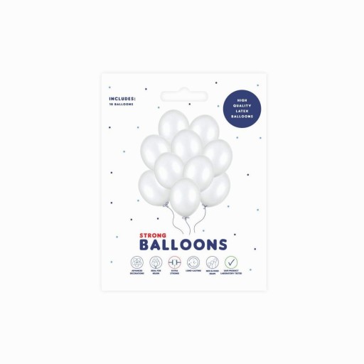 BALÓNY PERLOVÉ BIELE kovové silné veľké 30 cm 14 palcov 10 ks na prijímanie