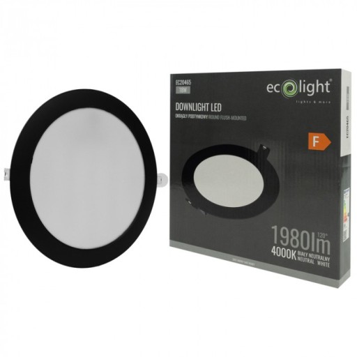 18W zapustený LED panel ČIERNA Round Neutral 1980lm 4000K PLAST