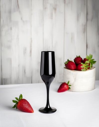 POHÁR NA ŠAMPANSKÉ, PROSECCO 200ml, ČIERNA