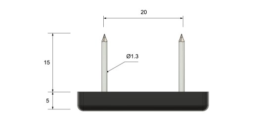 Nábytkový klzák s dvojitým klincom 15 x 35 mm, čierny