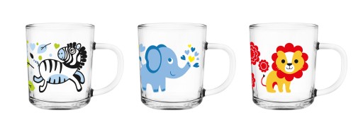Sklenené hrnčeky Glasmark poháre Tola 200ml Mix Animals 3 ks