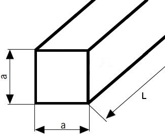 Štvorcová nerezová tyč 8x8mm, dĺžka 500mm