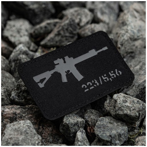 Náplasť Emblem AR-15 223/5,56 laserom rezaná čierna/sivá M-Tac