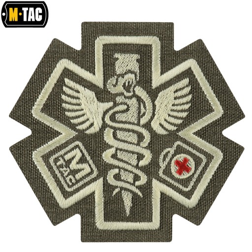 NÁŠIVKA PARAMEDIC ZNAK STAR OF LIFE CADEUCE VÝŠIVKA M-TAC RANGER ZELENÁ