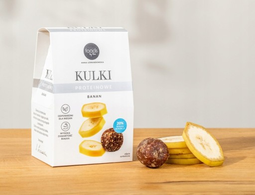 BANÁNOVÉ PROTEÍNOVÉ GULIČKY BEZ BIELEHO CUKRU VEGÁNSKE POTRAVINY OD ANN 50G