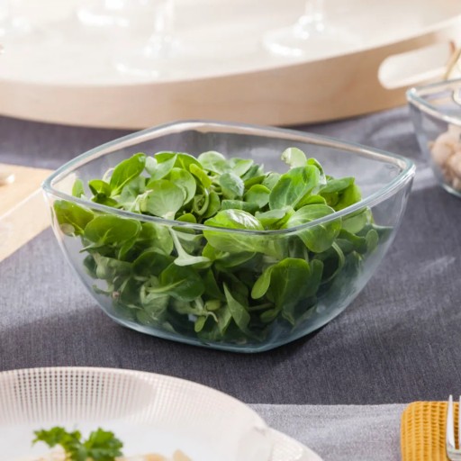 Sklenená šalátová misa na ovocný šalát, štvorcová misa Altom Design 18cm 1,6l