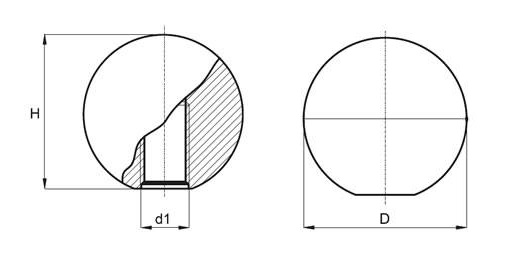 RÚČKA NA GUĽU SO ZÁVITOVÝM OTVOROM M8 25mm KĽÚČ