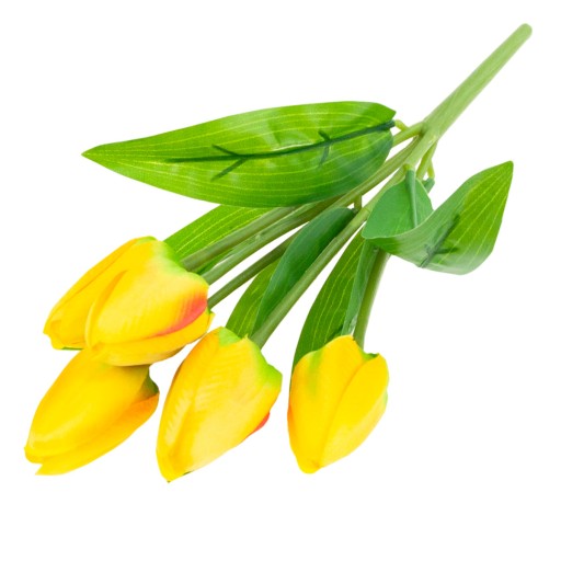 TULIPÁNOVÁ KYTICA Z PENOVÝCH TULIPANOV X5 ŽLTÉ UMELÉ TULIPANY V KYTICI