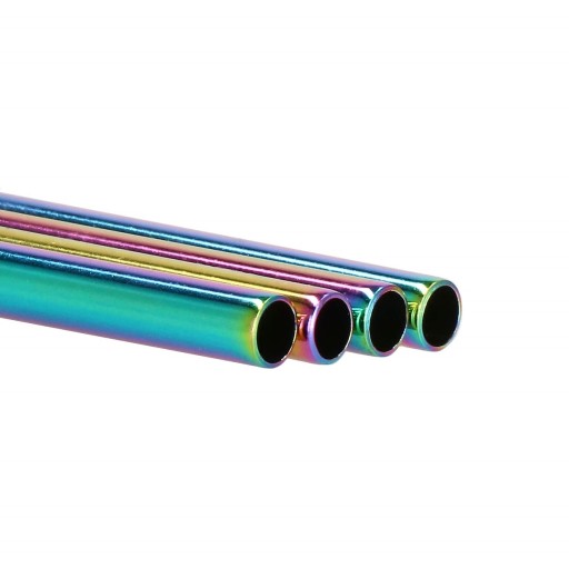 ECO HRUBÉ TRUBKY SADA KOVOVÝCH SLAMIEK 8 ks RAINBOW OPAKOVANE POUŽITEĽNÝ ČISTIČ