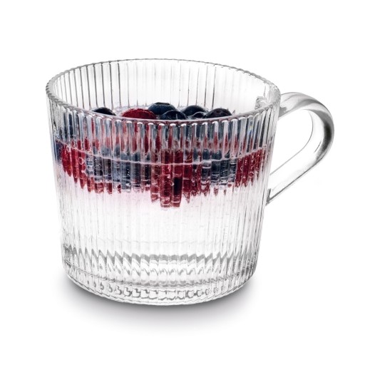 Veľký SKLENENÝ hrnček NA KÁvu, čaj, dekoratívne sklo na nápoje, PRUHOVANÝ, 400ml