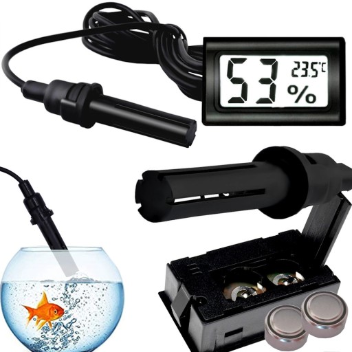 ELEKTRONICKÝ LCD TEPLOMER Vlhkomer so SONDOU 2V1
