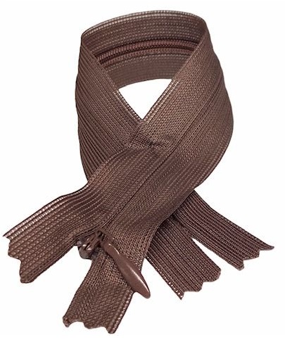 Pevný skrytý zips sladká hnedá 22 cm