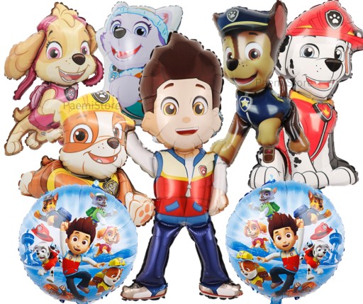 PAW PATROL Chase Rubble Skye Marshall Rocky latexové balóniky 10 ks.