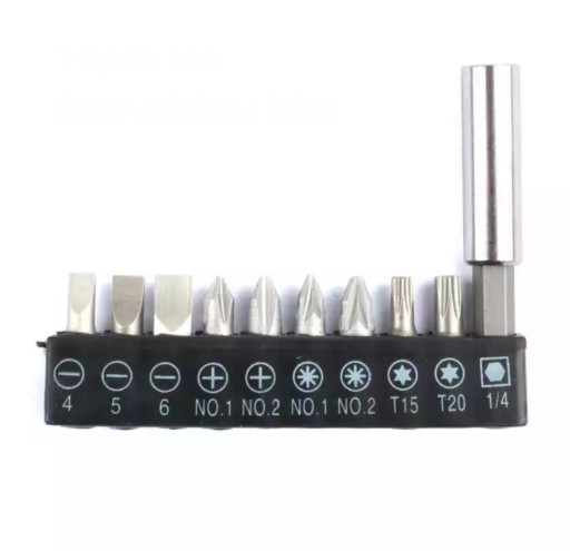 SKRUTKOVAČ S UHLOVOU RÚČKOU NA HROTY 1/4 MAGNETICKÝ ADAPTÉR + BROTY 10x
