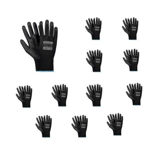 Pracovné rukavice PoliBlack 9/L, balenie 12 párov