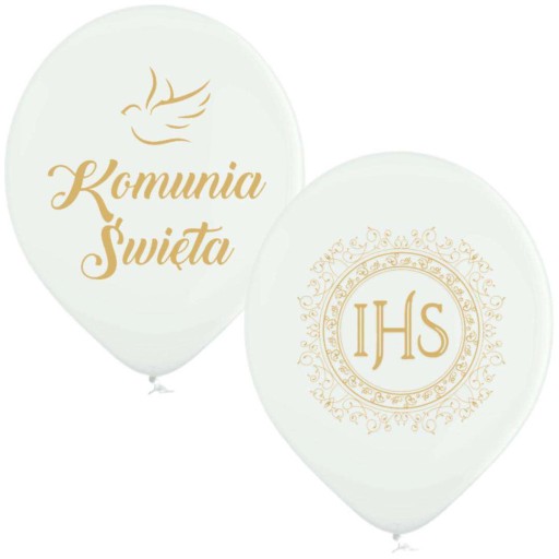 BIELY latexové BALÓNKY prvé sväté prijímanie IHS GOLD x6