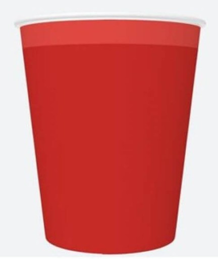 JEDNOFAREBNÝ ČERVENÝ PAPIEROVÝ POHÁR 250 ML 8 KS