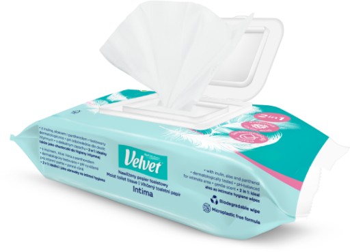 Vlhčený toaletný papier Velvet INTIMA, 48 listov