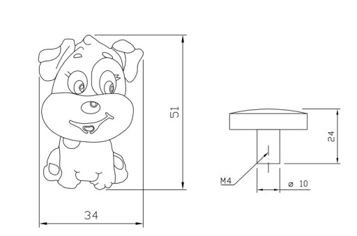 Detský silikónový nábytkový gombík Dog 15