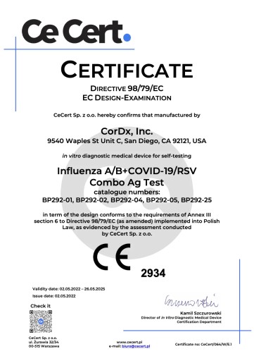 Cordx Test Combo 4v1 COVID-19 Chrípka A B RSV