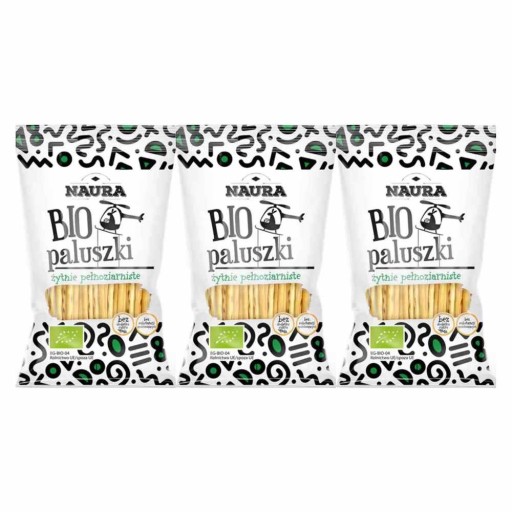 3x Bio celozrnné ražné tyčinky 45g - Naura