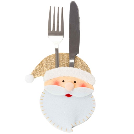 VIANOČNÉ VRECKO NÁDOBA NA PRÍBORY PLST SANTA 11,5X15 CM