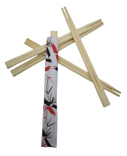 Bambusové paličky na sushi v bielej obálke, 21 cm, 100 ks.