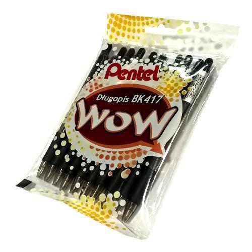 PENTEL BK417 výsuvné guľôčkové pero 10 KS, ČIERNA
